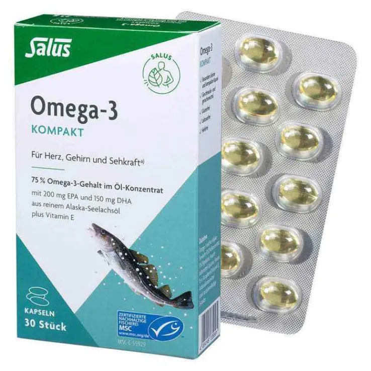 Omega-3 Kompakt aus reinem Alaska-Seelachsöl Salus, 30 St
