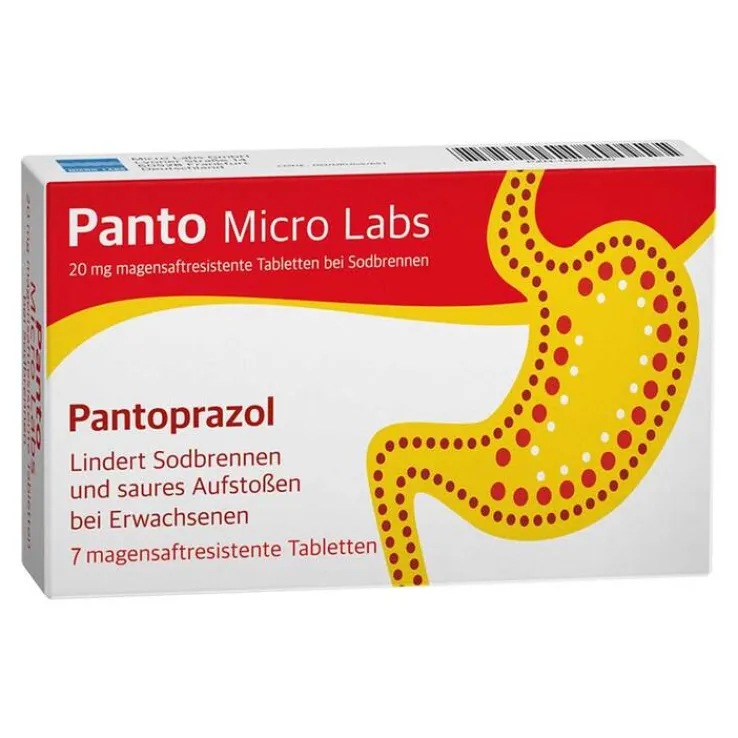 Panto Micro Labs 20 mg magensaftresistent Tabletten bei Sodbrennen, 7 St