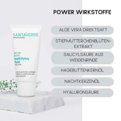 Hot Santaverde Pure Mattifying fluid ohne Duft, 30 ml