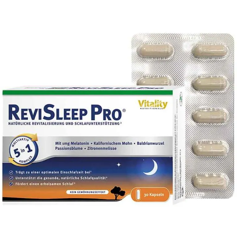 Clearance Revisleep Pro Schlafunterstützung mit Melatonin Kapseln , 30 St Melatonin Tabletten