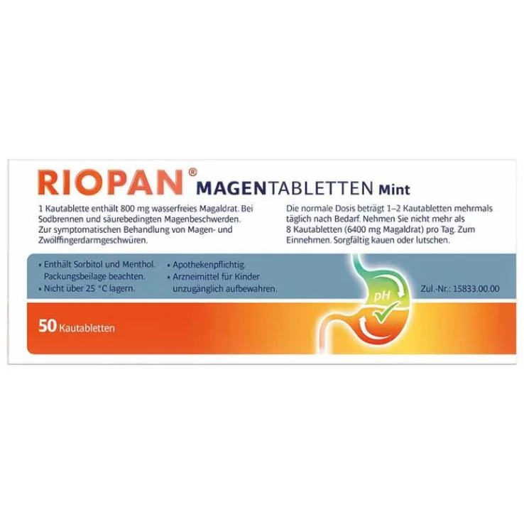 Riopan Magen Tabletten Mint 800 mg Kautabletten, 50 St