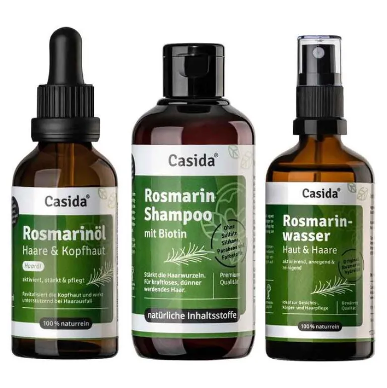 Hot Rosmarin Haarkur mit Rosmarinöl + Wasser + Shampoo Set, 1 P Shampoos|Haarwasser