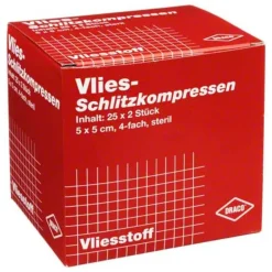 Hot Draco Schlitzkompressen Vlies 5x5c, 25X2 St
