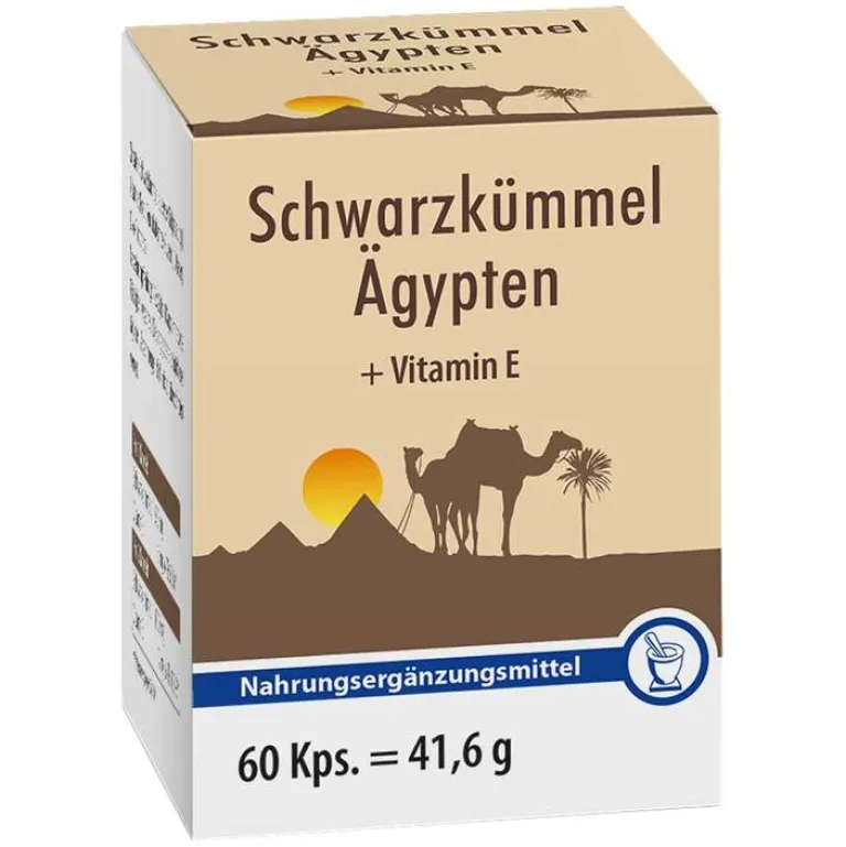 Best Schwarzkümmel Ägypten + E Kapseln, 60 St Vitamin E (Tocopherol)|Schwarzkümmelöl