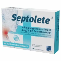Discount Septolete mit Eukalyptus-Geschmack 3 mg/1 mg Lutschtabletten, 16 St