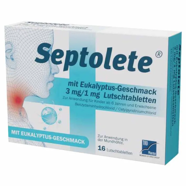 Discount Septolete mit Eukalyptus-Geschmack 3 mg/1 mg Lutschtabletten, 16 St
