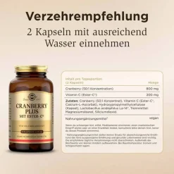 Solgar Cranberry plus Kapseln, 60 St Vitamin C (Ascorbinsäure)