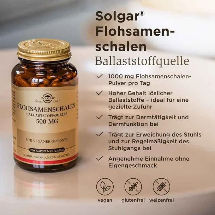 Solgar Flohsamenschalen 500 mg Kapseln, 200 St