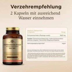 Solgar Flohsamenschalen 500 mg Kapseln, 200 St