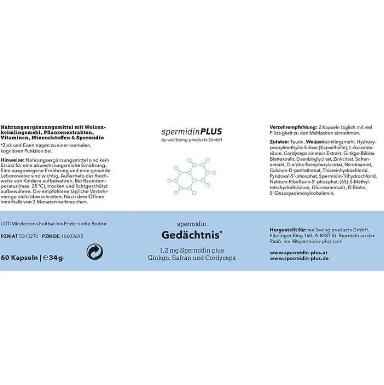 Outlet Spermidin Gedächtnis Kapseln, 60 St Spermidin