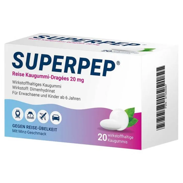 SUPERPEP® Reise Kaugummi-Dragées, 20 St