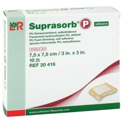 Hot Suprasorb P PU-Schaumv.7,5x7,5 cm selbstklebend, 10 St