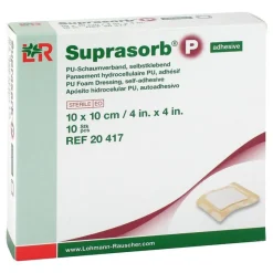 Best Suprasorb P PU-Schaumv.10x10 cm selbstklebend, 10 St Wundverband