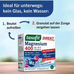 Online Magnesium 400 + B1 + B6 + B12 + Folsäure 800 Granulat, 20 St Multivitamine|Magnesium