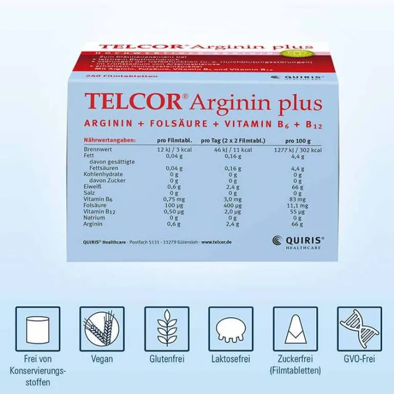 Hot TELCOR® Arginin plus Filmtabletten, 60 St Aminosäuren|Homocysteinspiegel