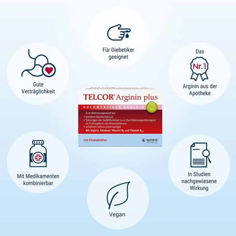 Hot TELCOR® Arginin plus Filmtabletten, 60 St Aminosäuren|Homocysteinspiegel