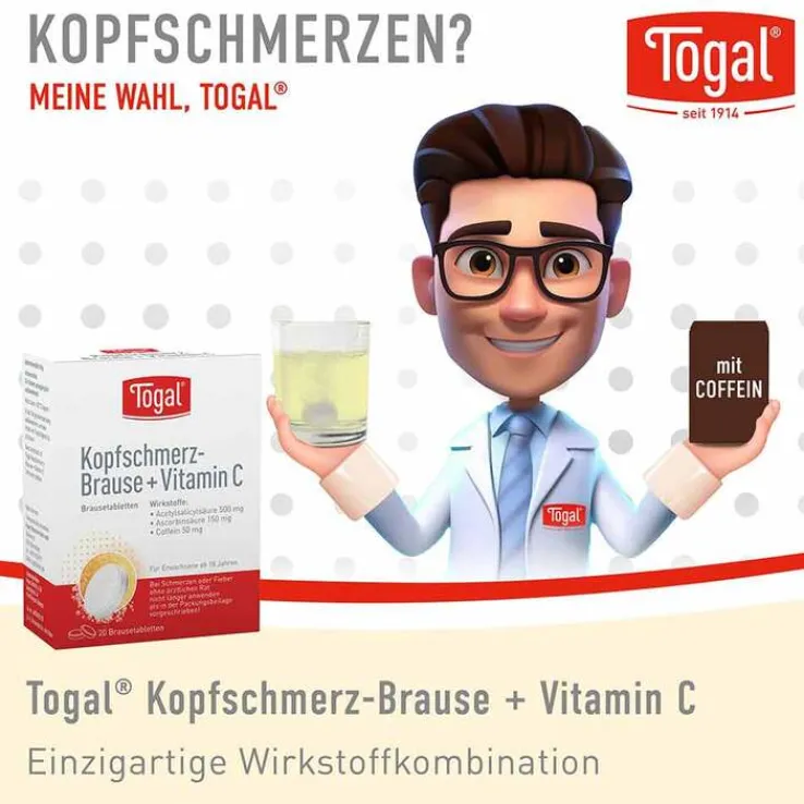 Togal® Kopfschmerz-Brause + Vitamin C, 20 St