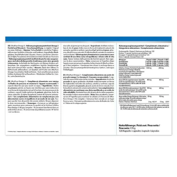 Ultrapure Omega-3 1000 mg mit 400 mg EPA + 300 mg DHA, 120 St