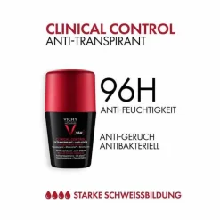 Vichy Homme Deo Clinical Control 96h Roll-on, 2X50 ml