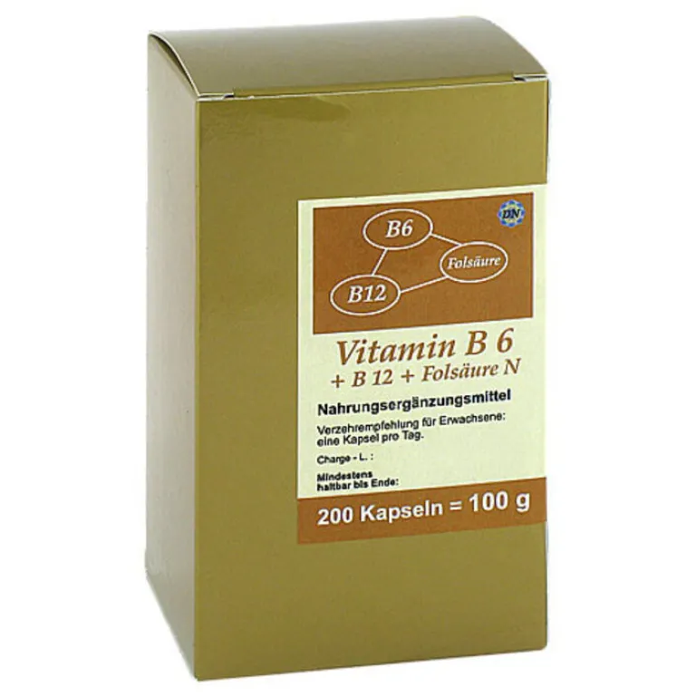 Discount Vitamin B6 + B12 + Folsäure N Kapseln, 200 St Vitamin B6 (Pyridoxin)|Vitamin B Komplex