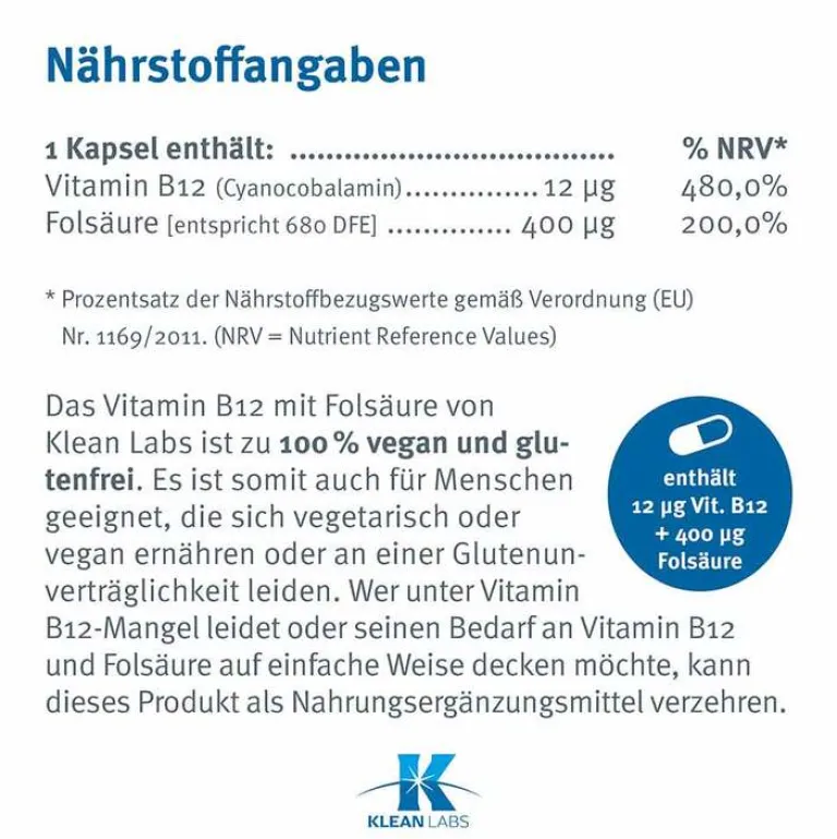 New Douglas Laboratories Vitamin B12 + Folsäure Kapseln, 100 St