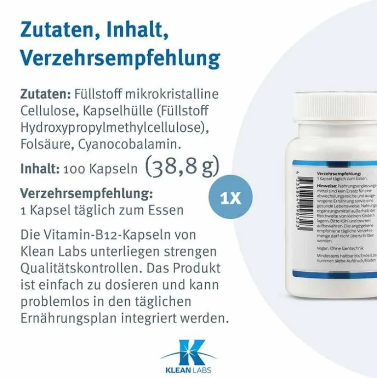 New Douglas Laboratories Vitamin B12 + Folsäure Kapseln, 100 St