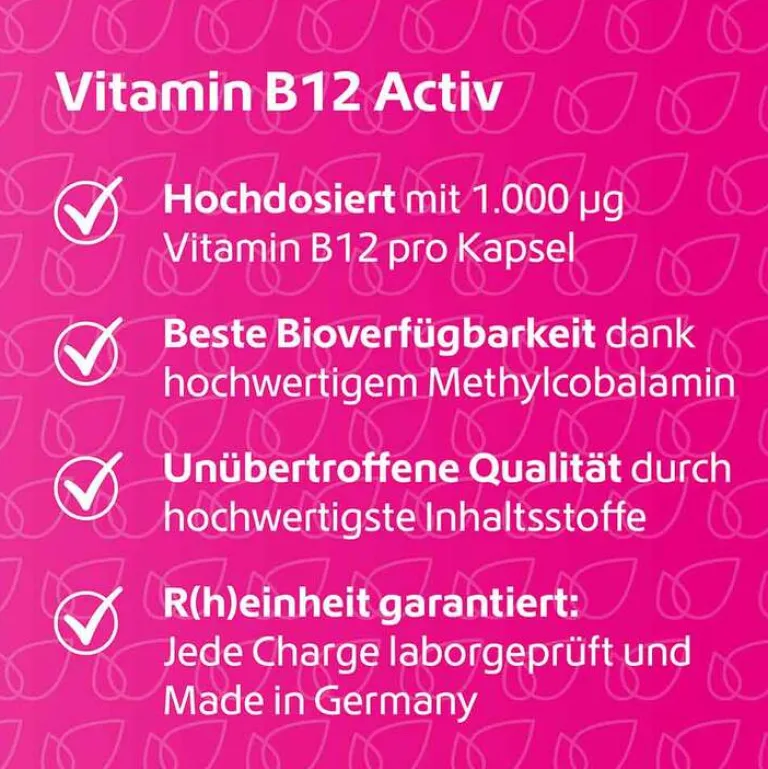 Clearance Vitamin B12 Activ 1000 µg hochdosiert + vegan Kapseln , 120 St Vitamin B12 (Cobalamin)