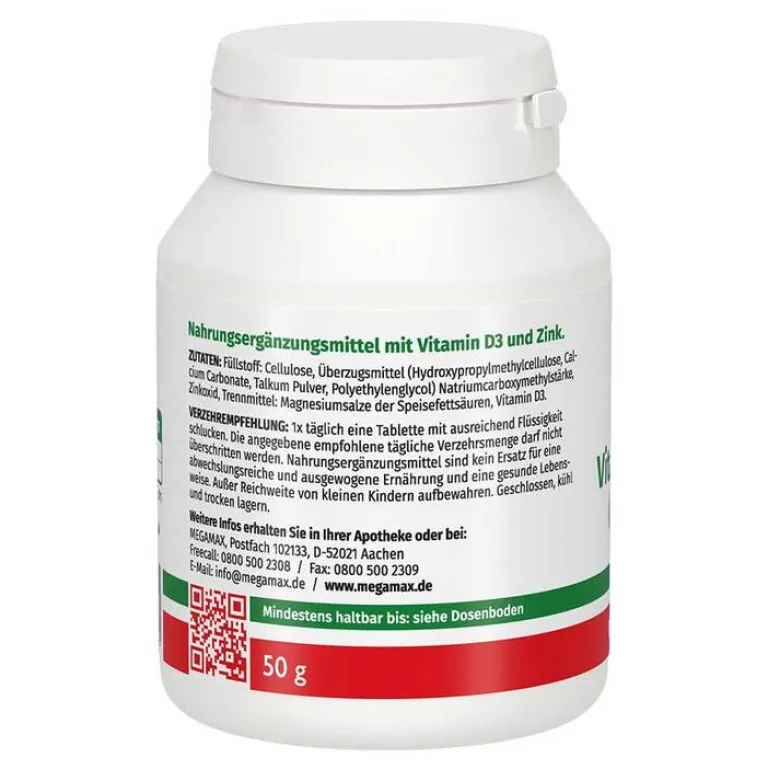 Clearance Megamax Vitamin D3 1.000 I.E. + Zink 10 mg Tabletten, 100 St