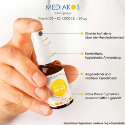 Hot Vitamin D3 + K2 4000 I.E. 60 µg Mediakos Vital Spray, 20 ml Vitamin K|Vitamin D (Colecalciferol)