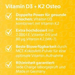 Vitamin D3 + K2 Osteo 2.000 I.E. Vit.D3 + 80 µg K2 Kps, 120 St