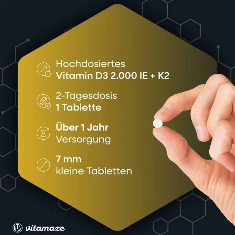 Online Vitamin D3 K2 2000 I.E. / 100 µg hochdosiert Tabletten , 240 St Vitamin K|Vitamin D (Colecalciferol)