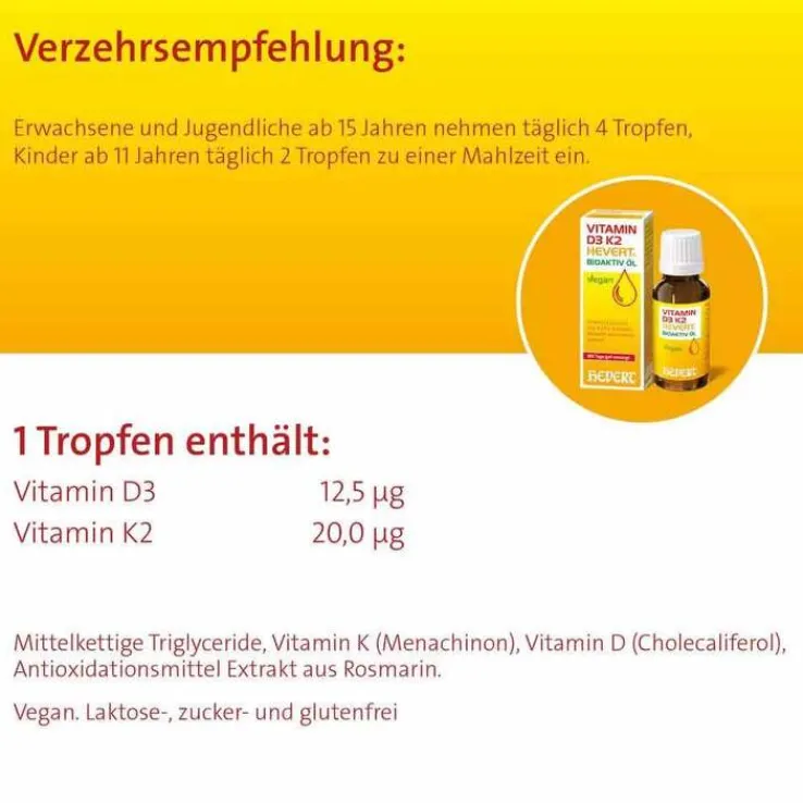 Vitamin D3 K2 Hevert Bioaktiv Öl, 20 ml