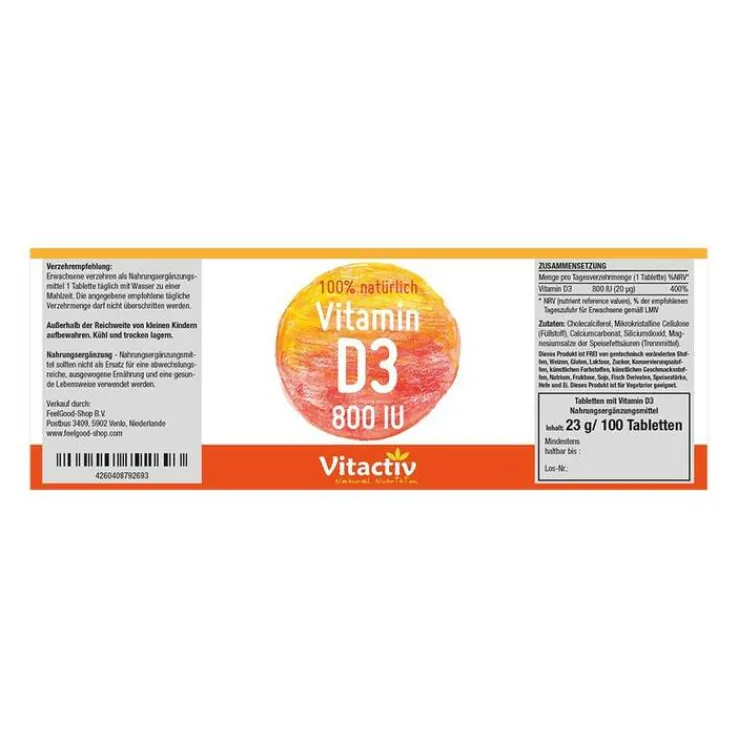 Vitamin D3 Tabletten, 100 St