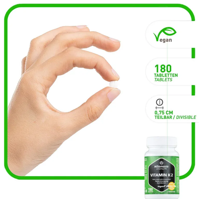 Best Vitamin K2 200 µg hochdosiert vegan Tabletten, 180 St Vitamin K
