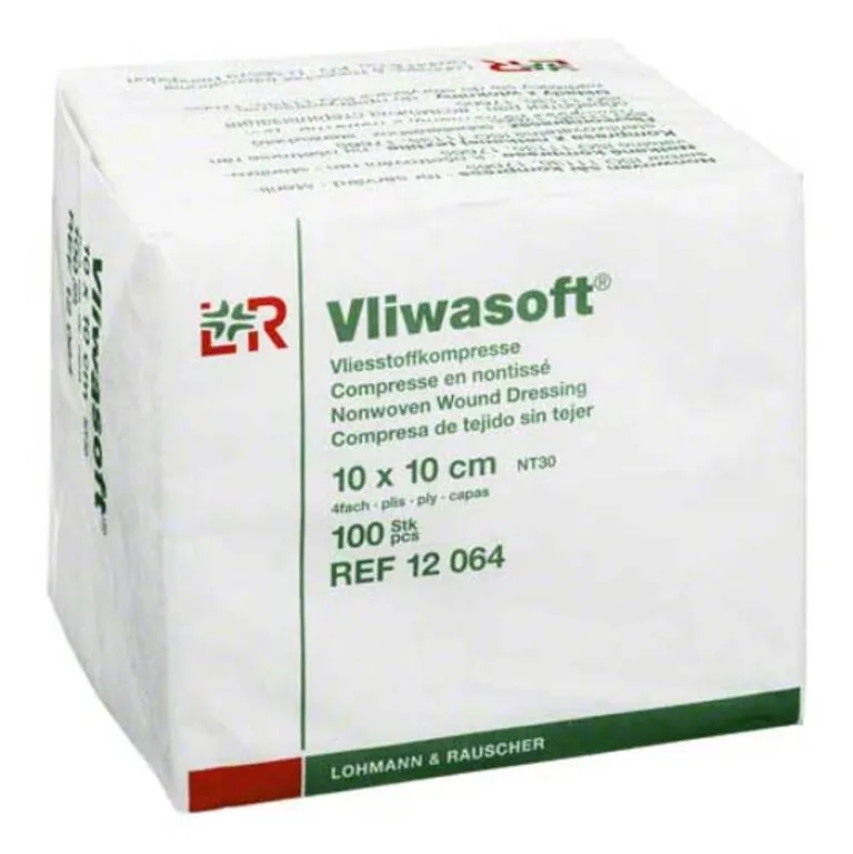 Hot Vliwasoft Vlieskompressen 10x10cm 4-lagig unsteril, 100 St