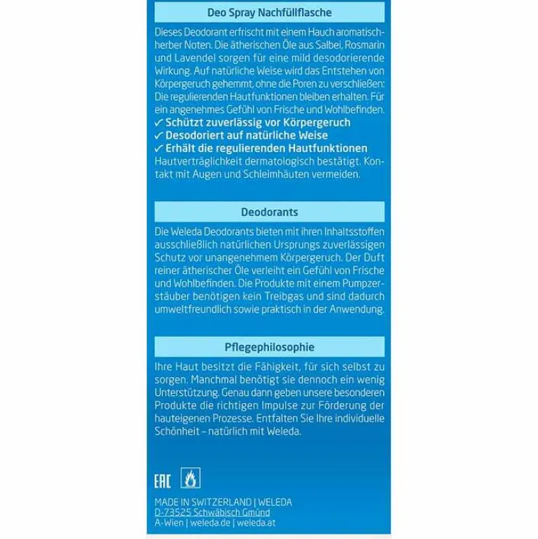 Hot Herbal Fresh Deo Spray Salbei Nachfüllflasche, 200 ml Deodorants|Antitranspirant & Deo