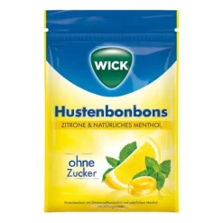 WICK Zitrone & nat.Menthol Bonbons ohne Zucker Beutel, 72 g