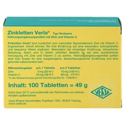 Hot Verla Zinkletten Himbeere Lutschtabletten, 100 St